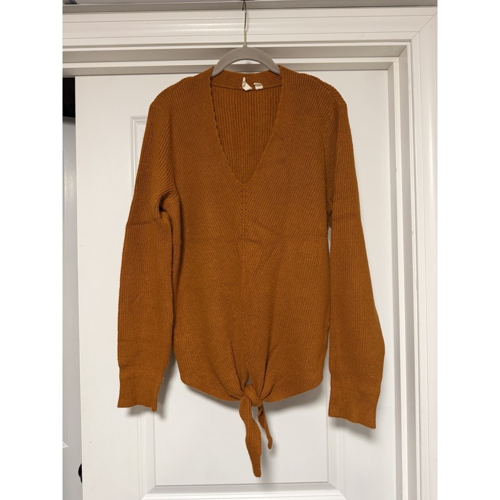 Moth Freeport Ribbed Tie Front Sweater from Anthropologie, Women's Size Large